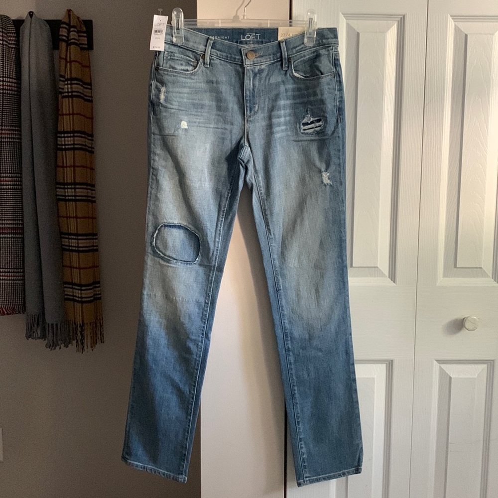 LOFT Distressed Straight Leg Jeans NEW!
